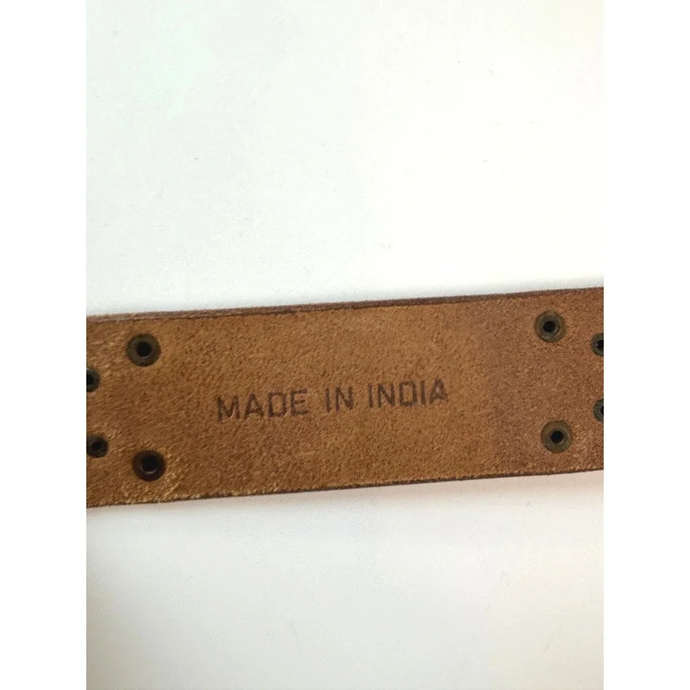 Free People Sola Stud Belt Gold Metallic Leather Women XL Boho